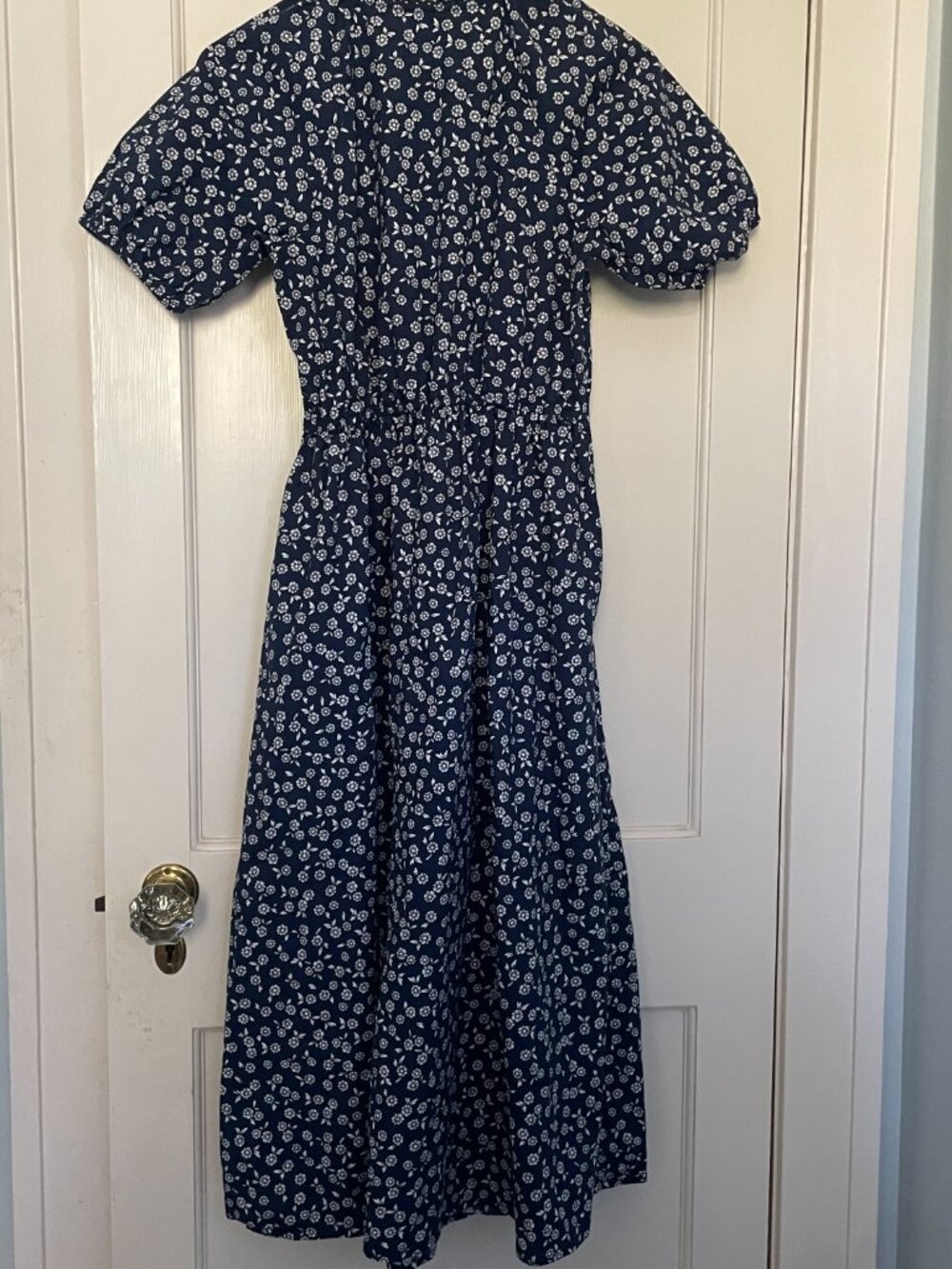 J Crew Lace Detail Midi Dress Size 2 Navy and White - Picture 6 of 8